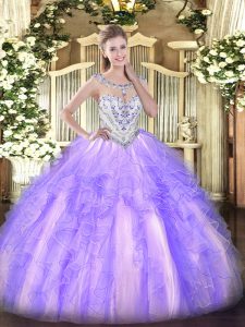 Elegant Sleeveless Beading and Ruffles Zipper Sweet 16 Dress