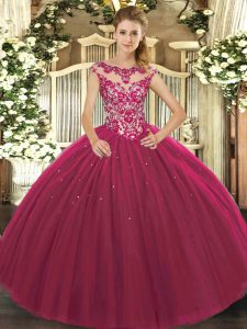 Cap Sleeves Lace Up Floor Length Beading and Appliques Vestidos de Quinceanera