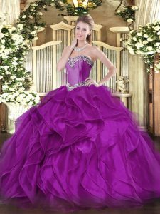 Cheap Floor Length Purple Quinceanera Dress Sweetheart Sleeveless Lace Up