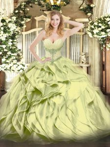 Low Price Sweetheart Sleeveless Organza Sweet 16 Dress Beading and Ruffles Lace Up