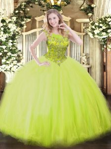 Floor Length Ball Gowns Sleeveless Yellow Green Ball Gown Prom Dress Zipper
