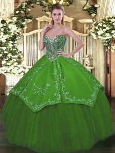 Cheap Floor Length Green Quinceanera Dresses Sweetheart Sleeveless Lace Up