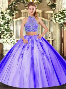 Simple Lavender Sleeveless Tulle Criss Cross 15th Birthday Dress for Military Ball and Sweet 16 and Quinceanera