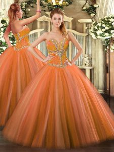 Orange Red 15 Quinceanera Dress Sweet 16 and Quinceanera with Beading Sweetheart Sleeveless Lace Up
