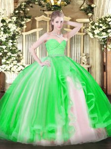 Fantastic Sleeveless Zipper Floor Length Beading and Lace and Ruffles Quinceanera Gowns