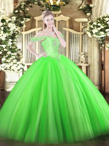 Artistic Tulle Sleeveless Floor Length Sweet 16 Dress and Beading
