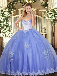 Flirting Tulle Sleeveless Floor Length Vestidos de Quinceanera and Beading and Appliques