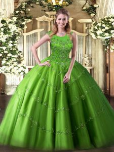 Traditional Sleeveless Floor Length Beading and Appliques Zipper Sweet 16 Dress with