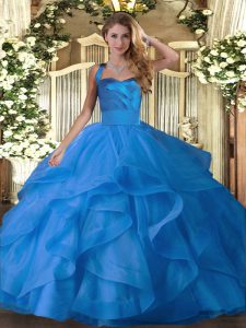 Hot Sale Sleeveless Lace Up Floor Length Ruffles 15 Quinceanera Dress