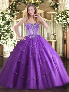 Luxurious Sleeveless Lace Up Floor Length Beading and Appliques Sweet 16 Quinceanera Dress