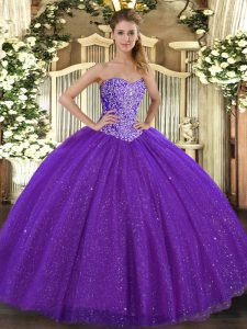 Sleeveless Lace Up Floor Length Beading Quinceanera Dress