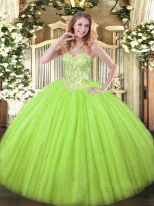 Chic Floor Length Yellow Green Sweet 16 Quinceanera Dress Sweetheart Sleeveless Lace Up