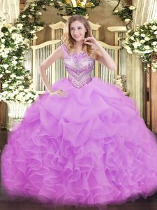 Sleeveless Lace Up Floor Length Beading and Ruffles and Pick Ups Sweet 16 Quinceanera Dress