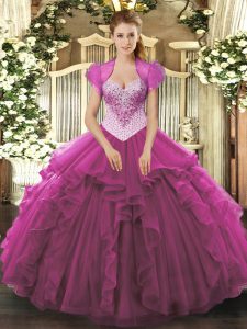 Sleeveless Beading Lace Up 15th Birthday Dress