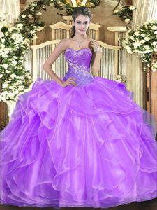 Floor Length Ball Gowns Sleeveless Lilac Vestidos de Quinceanera Lace Up