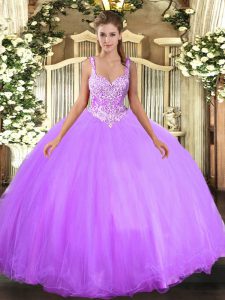 Enchanting Floor Length Ball Gowns Sleeveless Lavender Sweet 16 Dresses Lace Up