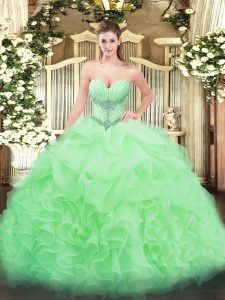 Sleeveless Lace Up Floor Length Beading and Ruffles and Pick Ups Quinceanera Gown