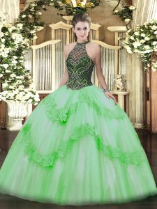 Beautiful Sleeveless Taffeta and Tulle Lace Up Quinceanera Dresses for Prom and Sweet 16 and Quinceanera