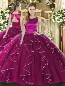 High Class Sleeveless Ruffles Lace Up Quinceanera Dresses