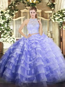 Ideal Lavender Sleeveless Tulle Zipper Vestidos de Quinceanera for Military Ball and Sweet 16 and Quinceanera