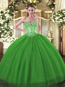 Graceful Green Sweetheart Lace Up Beading Quinceanera Dresses Sleeveless