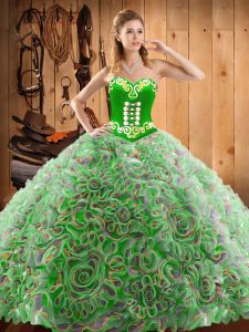 Elegant With Train Multi-color Quinceanera Gown Sweetheart Sleeveless Sweep Train Lace Up