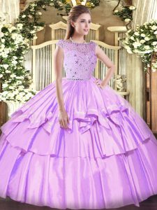 Attractive Floor Length Lavender Quinceanera Gown Bateau Sleeveless Zipper