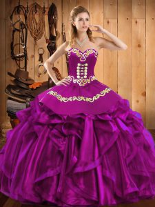 Comfortable Sleeveless Embroidery and Ruffles Lace Up Sweet 16 Dress