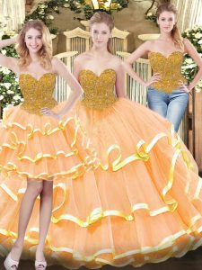 Floor Length Ball Gowns Sleeveless Peach Sweet 16 Dresses Lace Up