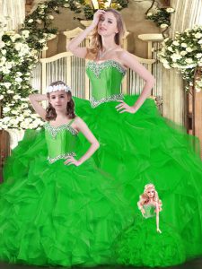 Trendy Green Sleeveless Ruffles Floor Length Sweet 16 Quinceanera Dress