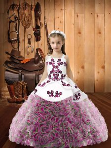 Simple Floor Length Lace Up Kids Pageant Dress Multi-color for Sweet 16 and Quinceanera with Embroidery