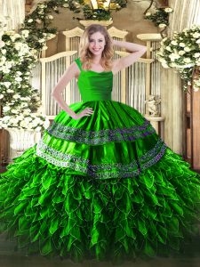 Ball Gowns Appliques and Ruffles Vestidos de Quinceanera Zipper Organza Sleeveless Floor Length