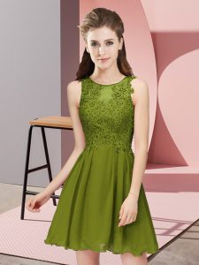 Fabulous Mini Length Empire Sleeveless Olive Green Quinceanera Court Dresses Zipper