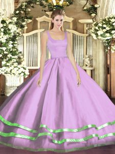 Traditional Lavender Straps Neckline Ruffled Layers Quinceanera Dresses Sleeveless Zipper