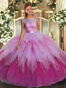 Wonderful Multi-color Scoop Neckline Ruffles Quinceanera Gown Sleeveless Backless