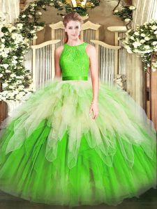 Superior Multi-color Sleeveless Organza Zipper Sweet 16 Dresses for Military Ball and Sweet 16 and Quinceanera