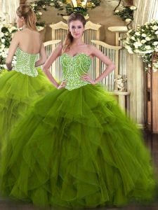 Sleeveless Beading and Ruffles Lace Up Quinceanera Dresses