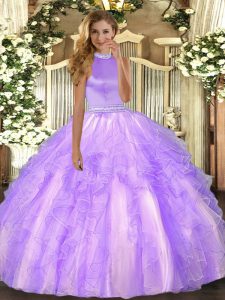 Top Selling Sleeveless Backless Floor Length Beading and Ruffles 15th Birthday Dress