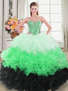 Sweetheart Sleeveless Lace Up Sweet 16 Quinceanera Dress Multi-color Organza