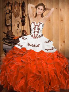 Floor Length Ball Gowns Sleeveless Rust Red Vestidos de Quinceanera Lace Up