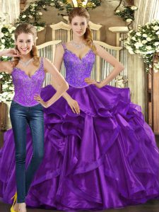 Sleeveless Beading and Ruffles Lace Up Quinceanera Dress