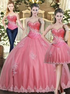 Top Selling Sleeveless Lace Up Floor Length Beading and Appliques 15th Birthday Dress