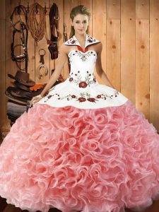 Floor Length Ball Gowns Sleeveless Watermelon Red Quinceanera Gowns Lace Up