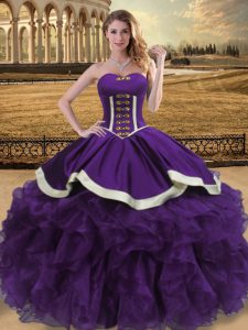 Sleeveless Beading and Ruffles Lace Up Sweet 16 Dress
