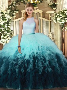 Fashion Floor Length Backless Quinceanera Dress Multi-color for Sweet 16 and Quinceanera with Ruffles