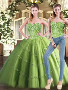 Admirable Floor Length Ball Gowns Sleeveless Olive Green Ball Gown Prom Dress Lace Up