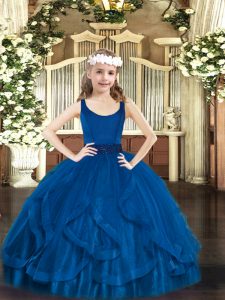 Floor Length Ball Gowns Sleeveless Royal Blue Pageant Dress Wholesale Zipper