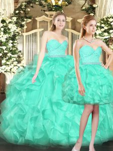 Fantastic Shawl Sleeveless Ruffles Lace Up 15 Quinceanera Dress