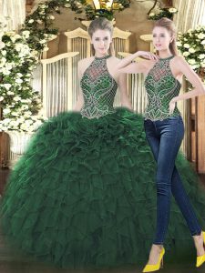 Enchanting Organza Sleeveless Floor Length Quinceanera Dresses and Beading and Ruffles