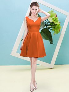 Attractive A-line Court Dresses for Sweet 16 Orange Red Asymmetric Satin Sleeveless Mini Length Zipper